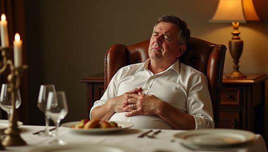 Man Holding Stomach Feeling Bloated After Eating