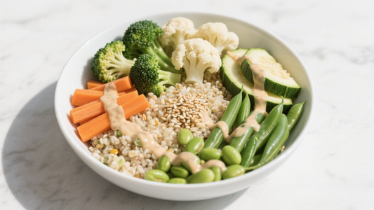 Steamed Veggie Bowl with Sesame Dressing
