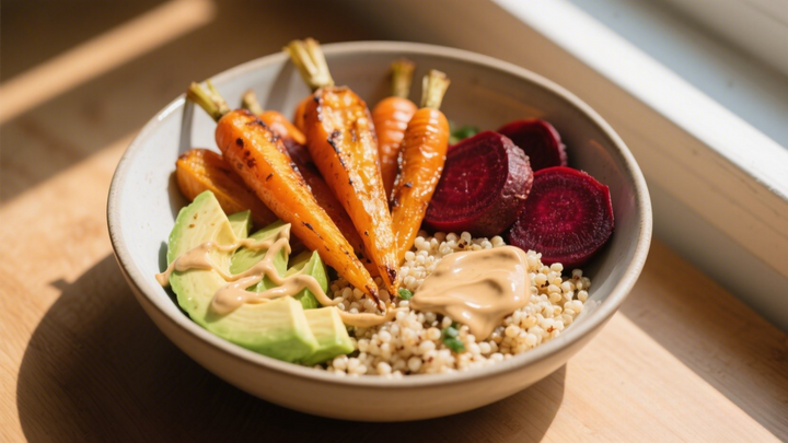 Roasted Carrot & Beet Bowl with Tahini Drizzle