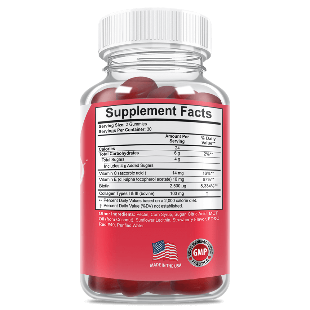 Zenita Natural Hair  Skin Nails Gummies Supplement Nutrition Facts