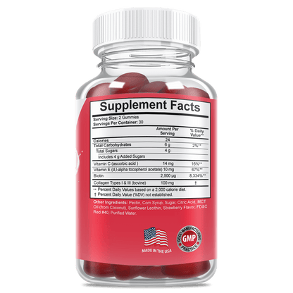 Zenita Natural Hair  Skin Nails Gummies Supplement Nutrition Facts