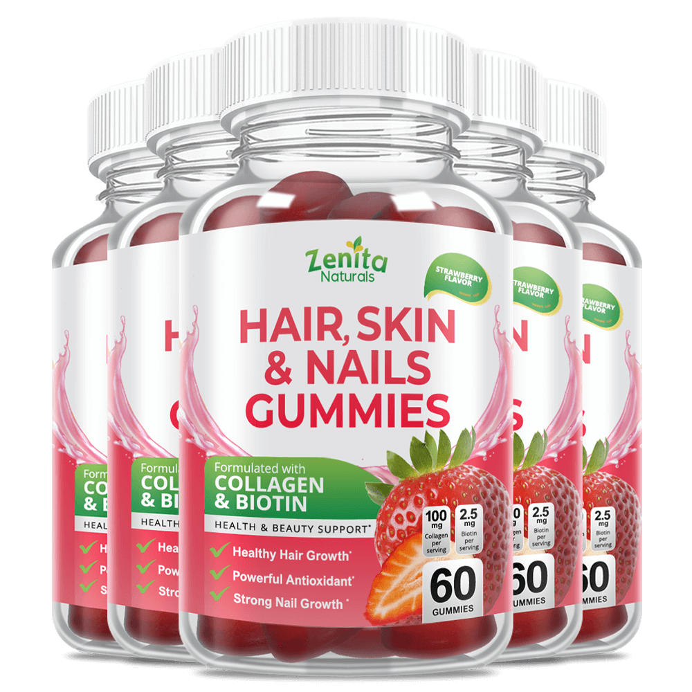 Zenita Naturals Hair Skin Nails Gummies For Hair Growth, Antioxidant and Strong Nail Growth