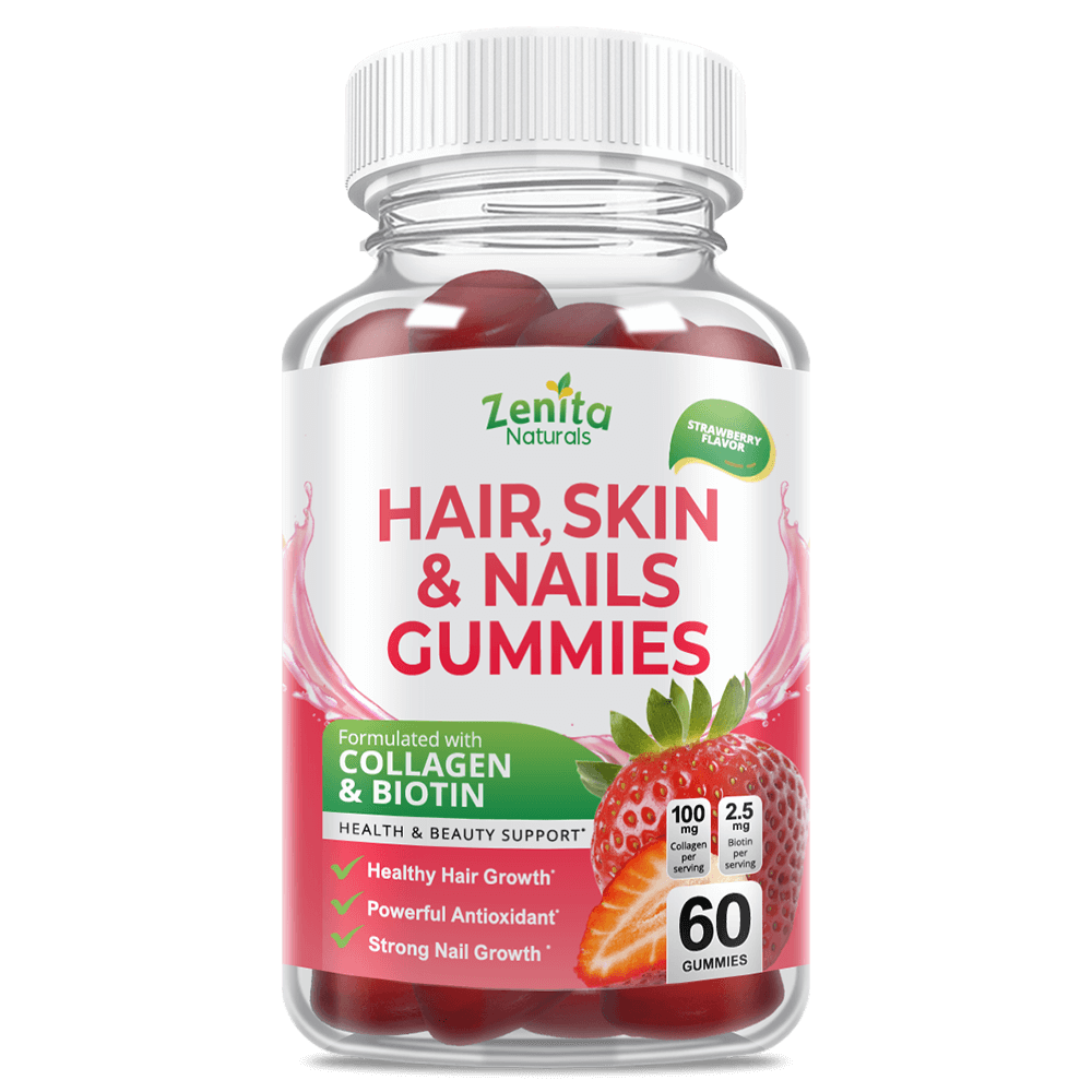 Zenita Naturals Hair Skin and Nail Gummies with Collagen and Biotin 