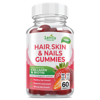 Zenita Naturals Hair Skin and Nail Gummies with Collagen and Biotin 