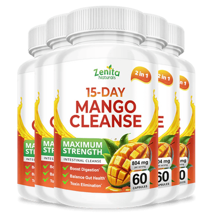 Zenital Naturals 15 Day Mango Cleanse 5 Bottles Set for  Bloating and Gut Balance